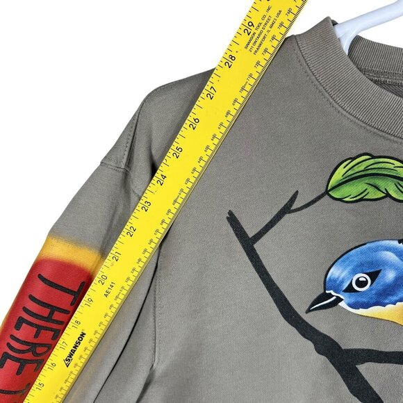 Street Wear Graphic Sweatshirt L Bird Skeleton Skater Uplifting Graffiti Hip Hop - Picture 13 of 15
